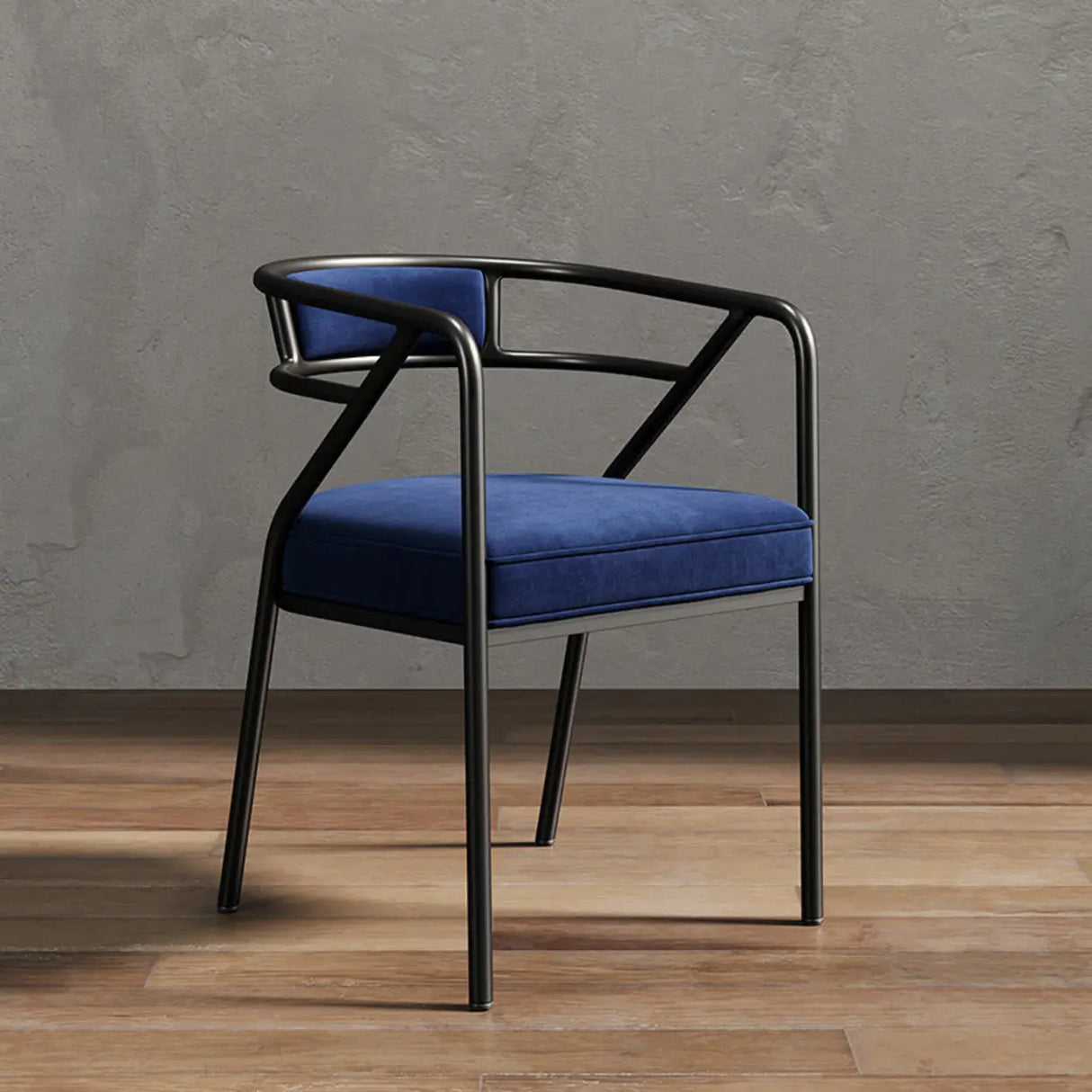 Glam Metal Armchair Cotton Cushion Dining Chair Gray Image - 6