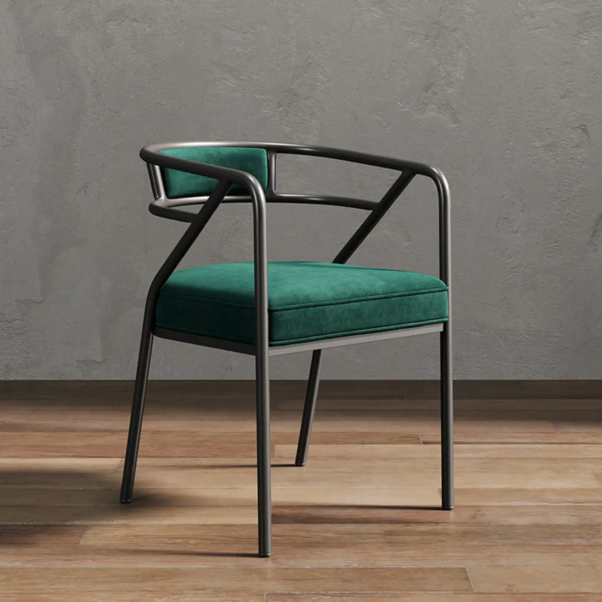 Glam Metal Armchair Cotton Cushion Dining Chair Gray Image - 7