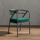Glam Metal Armchair Cotton Cushion Dining Chair Gray Image - 7
