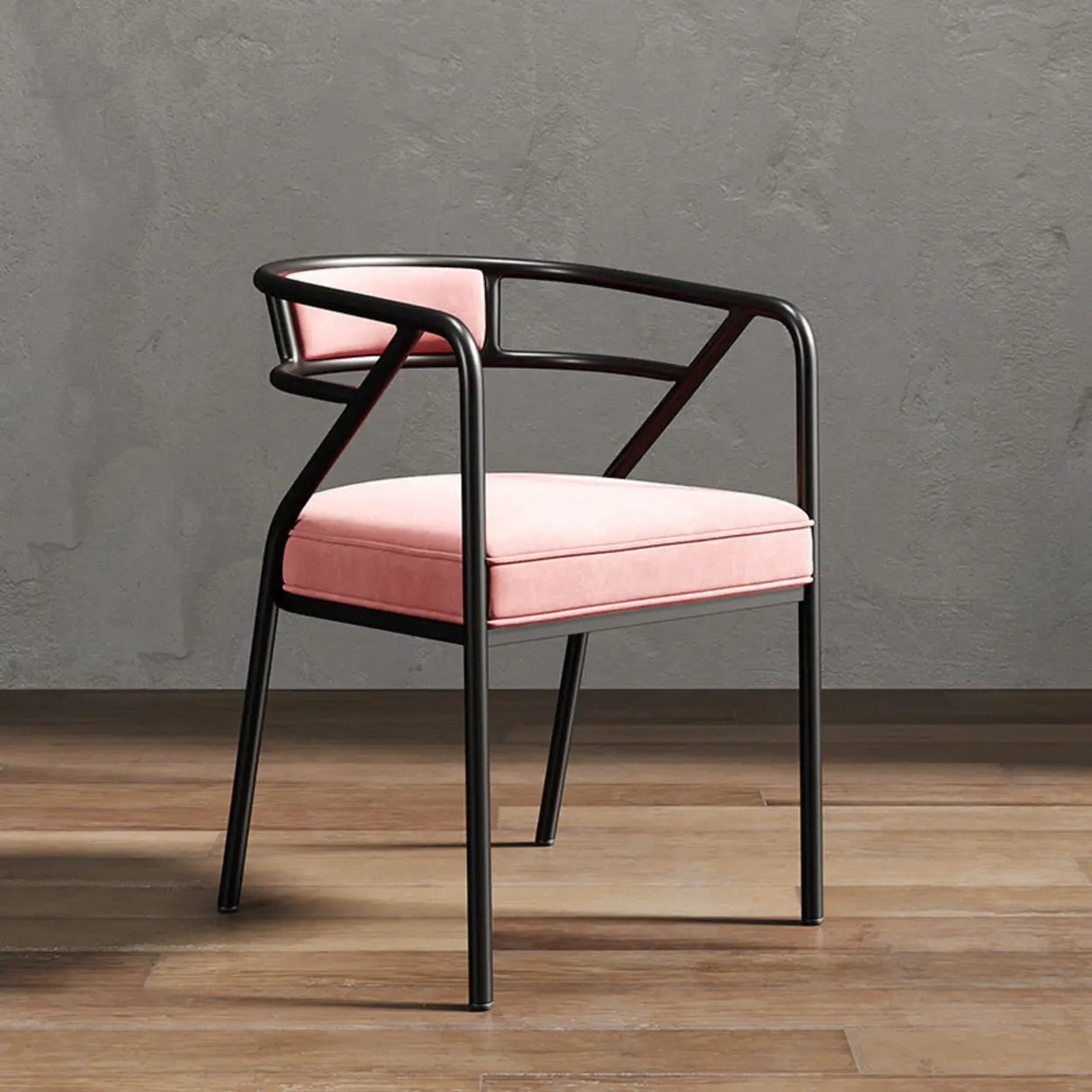 Glam Metal Armchair Cotton Cushion Dining Chair Gray Image - 8
