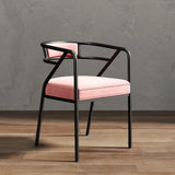 Glam Metal Armchair Cotton Cushion Dining Chair Gray Image - 8