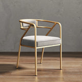 Glam Metal Armchair Cotton Cushion Dining Chair Gray Image - 9