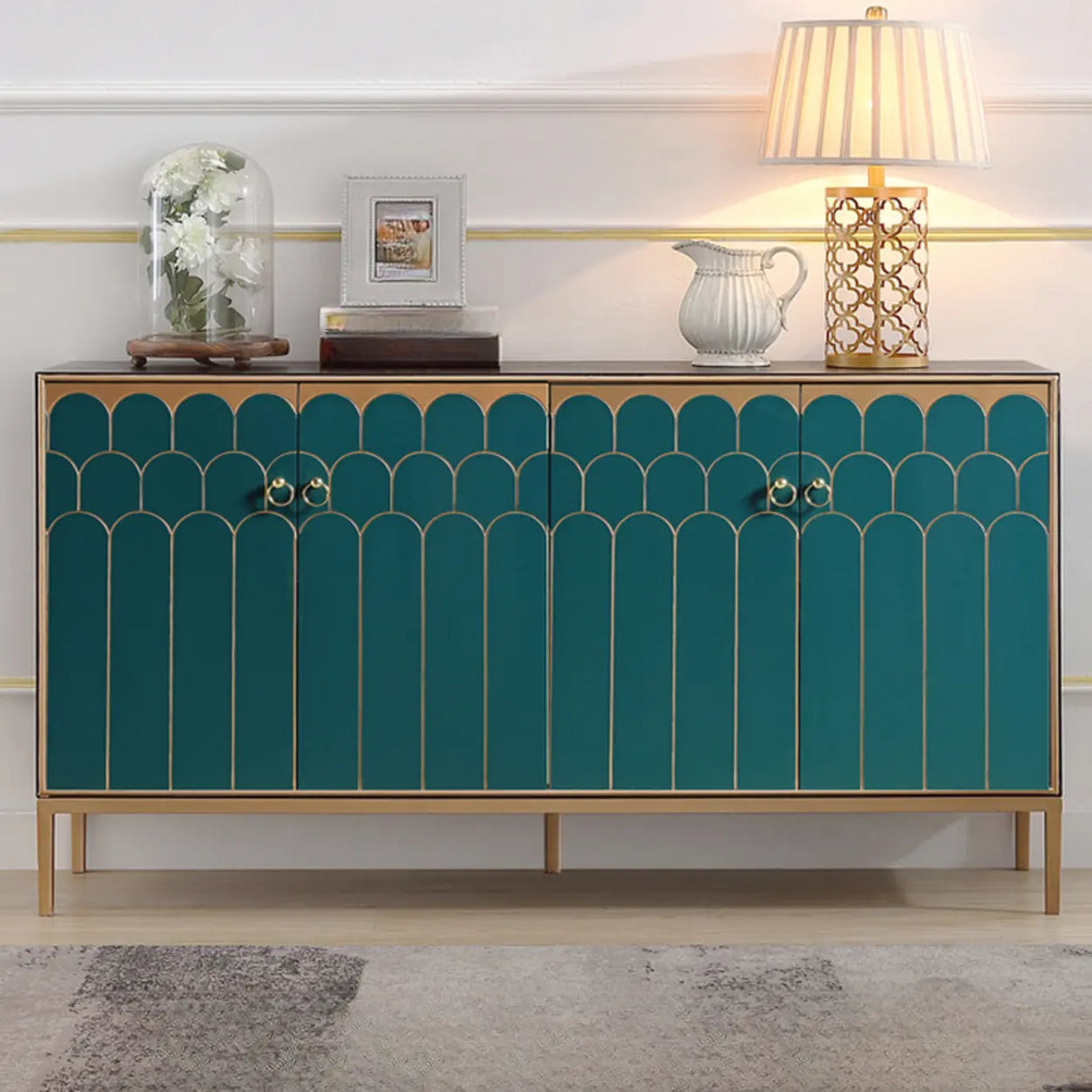 Glam Metal Legs Storage Wood Cabinet Console Table Image - 19