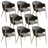 Glam Metal Low Back Upholstered Armrest Dining Chair Image - 10