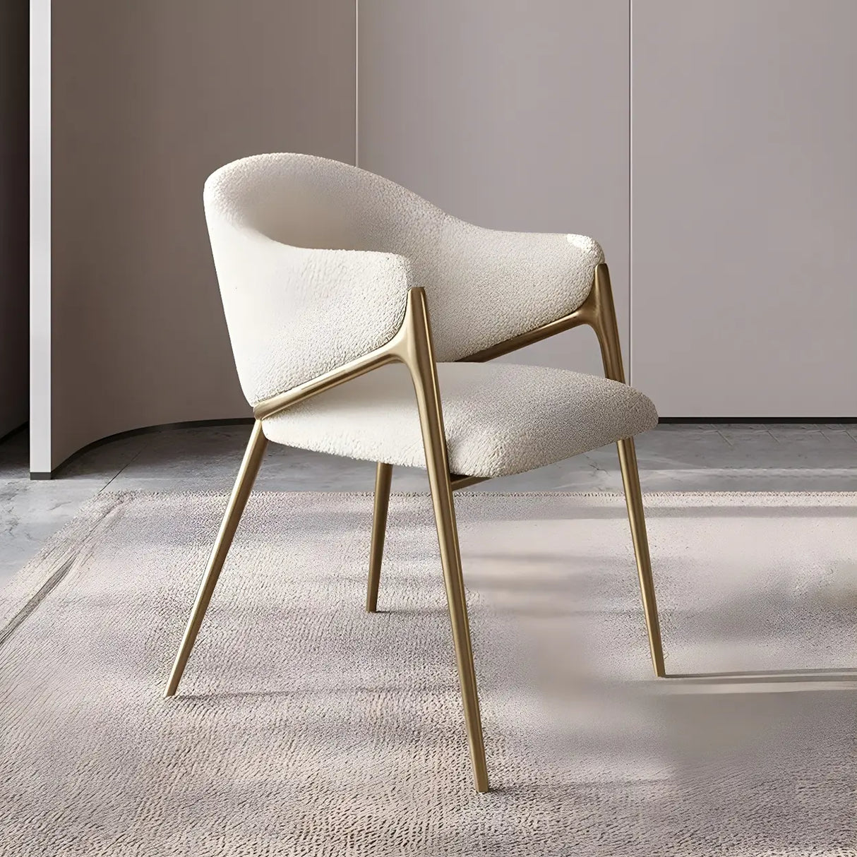 Glam Metal Low Back Upholstered Armrest Dining Chair Image - 12