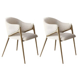 Glam Metal Low Back Upholstered Armrest Dining Chair Image - 13