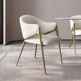 Glam Metal Low Back Upholstered Armrest Dining Chair Image - 1