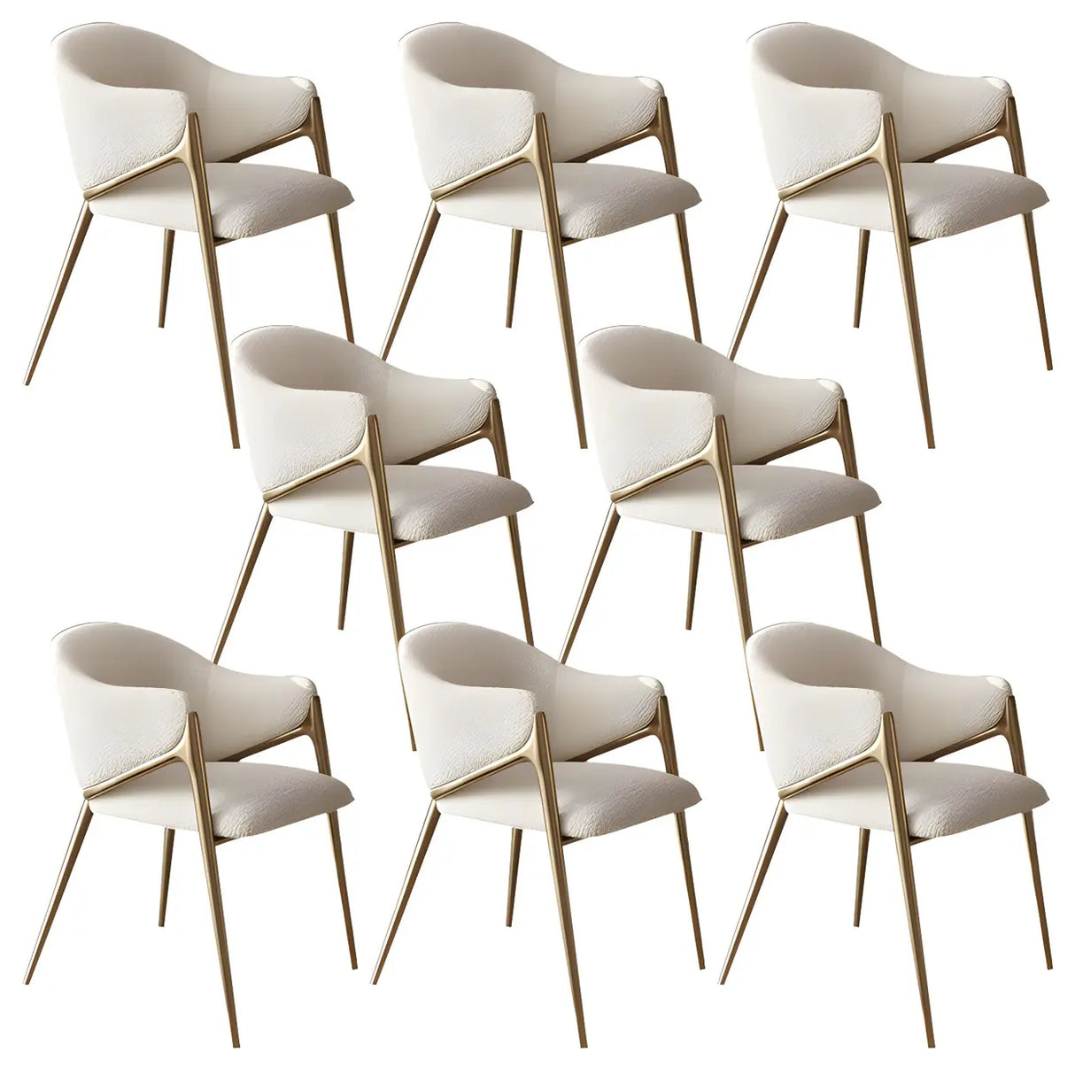 Glam Metal Low Back Upholstered Armrest Dining Chair Image - 20