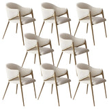 Glam Metal Low Back Upholstered Armrest Dining Chair Image - 20