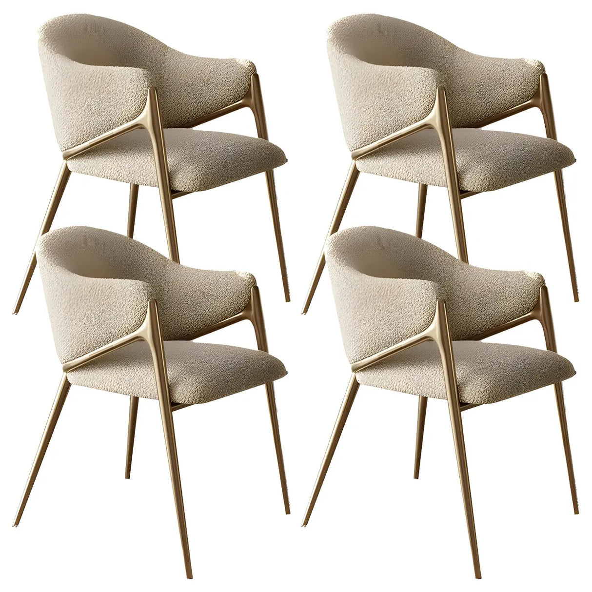 Glam Metal Low Back Upholstered Armrest Dining Chair Image - 28