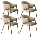 Glam Metal Low Back Upholstered Armrest Dining Chair Image - 28