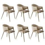 Glam Metal Low Back Upholstered Armrest Dining Chair Image - 29