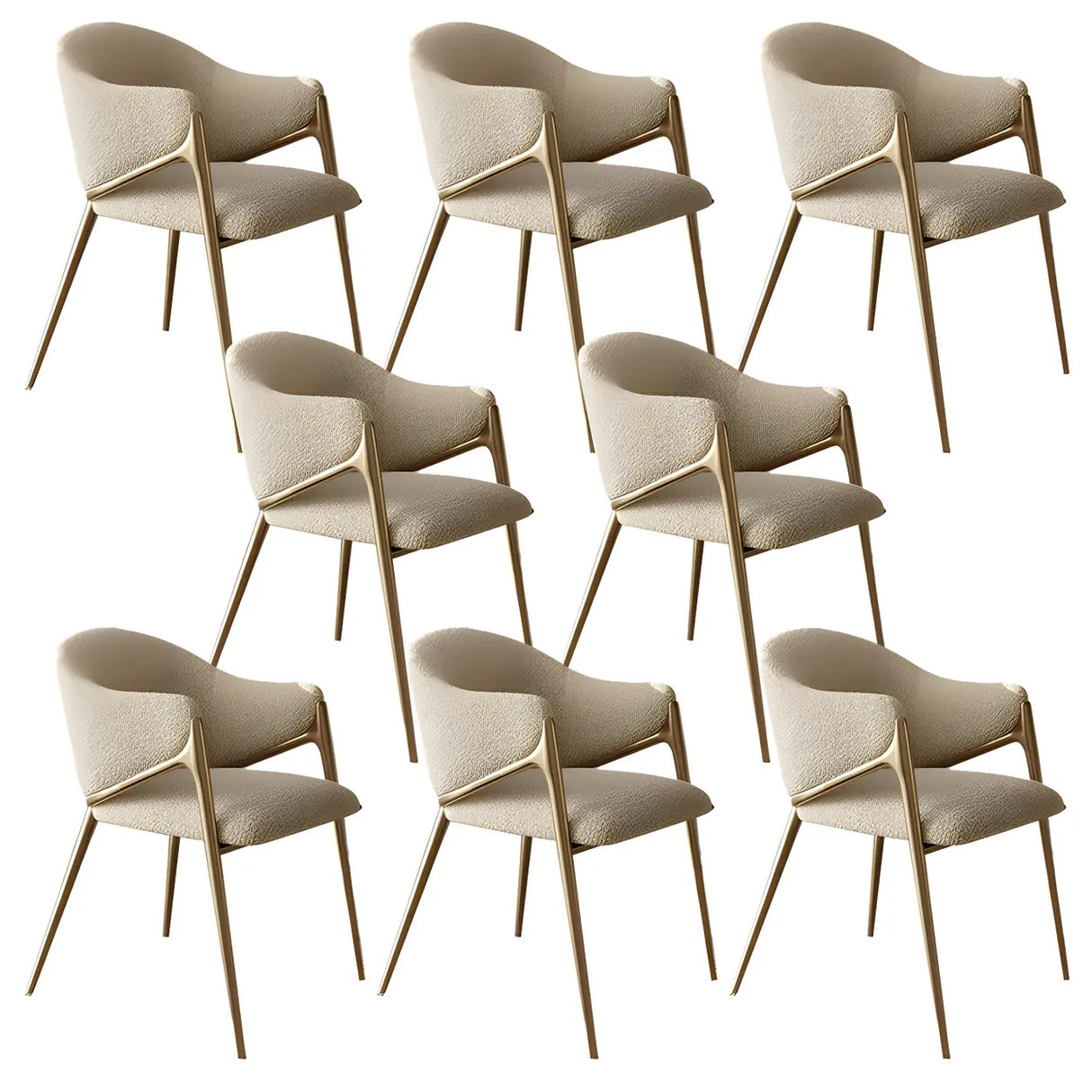 Glam Metal Low Back Upholstered Armrest Dining Chair Image - 30