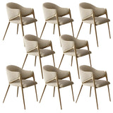 Glam Metal Low Back Upholstered Armrest Dining Chair Image - 30