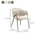 Glam Metal Low Back Upholstered Armrest Dining Chair #size