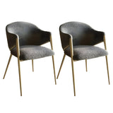 Glam Metal Low Back Upholstered Armrest Dining Chair Image - 3