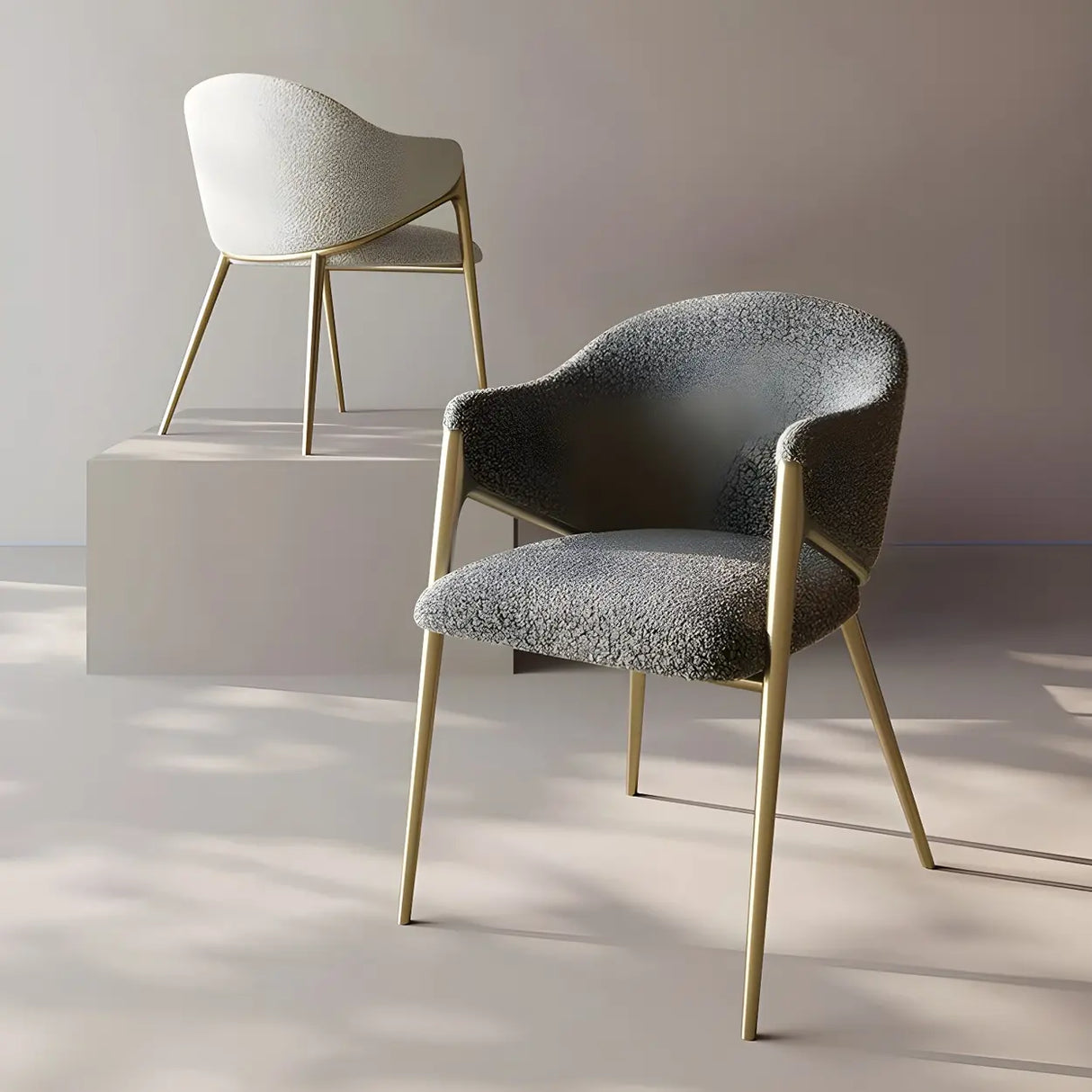Glam Metal Low Back Upholstered Armrest Dining Chair Image - 5