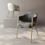 Glam Metal Low Back Upholstered Armrest Dining Chair Image - 5