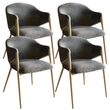 Glam Metal Low Back Upholstered Armrest Dining Chair Image - 6