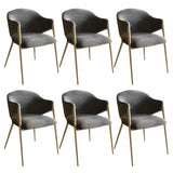 Glam Metal Low Back Upholstered Armrest Dining Chair Image - 8
