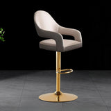 Glam Modern Adjustable Swivel Bucket Gold Pedestal Bar Stool Image - 5