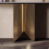 Glam Modern Entryway Rectangle Metal Pedestal Console Table Image - 8