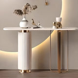 Glam Modern Gold Pedestal Entryway Rectangular Console Table Image - 1