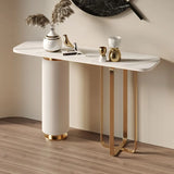 Glam Modern Gold Pedestal Entryway Rectangular Console Table Image - 2