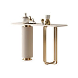 Glam Modern Gold Pedestal Entryway Rectangular Console Table Image - 3
