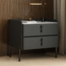 Glam Modern Khaki Nightstand with Gold Legs and Drawers Image - 12