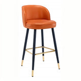 Glam Modern Low Back Upholstered Bucket Bar Stool with Footrest Image - 11