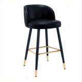 Glam Modern Low Back Upholstered Bucket Bar Stool with Footrest Image - 2