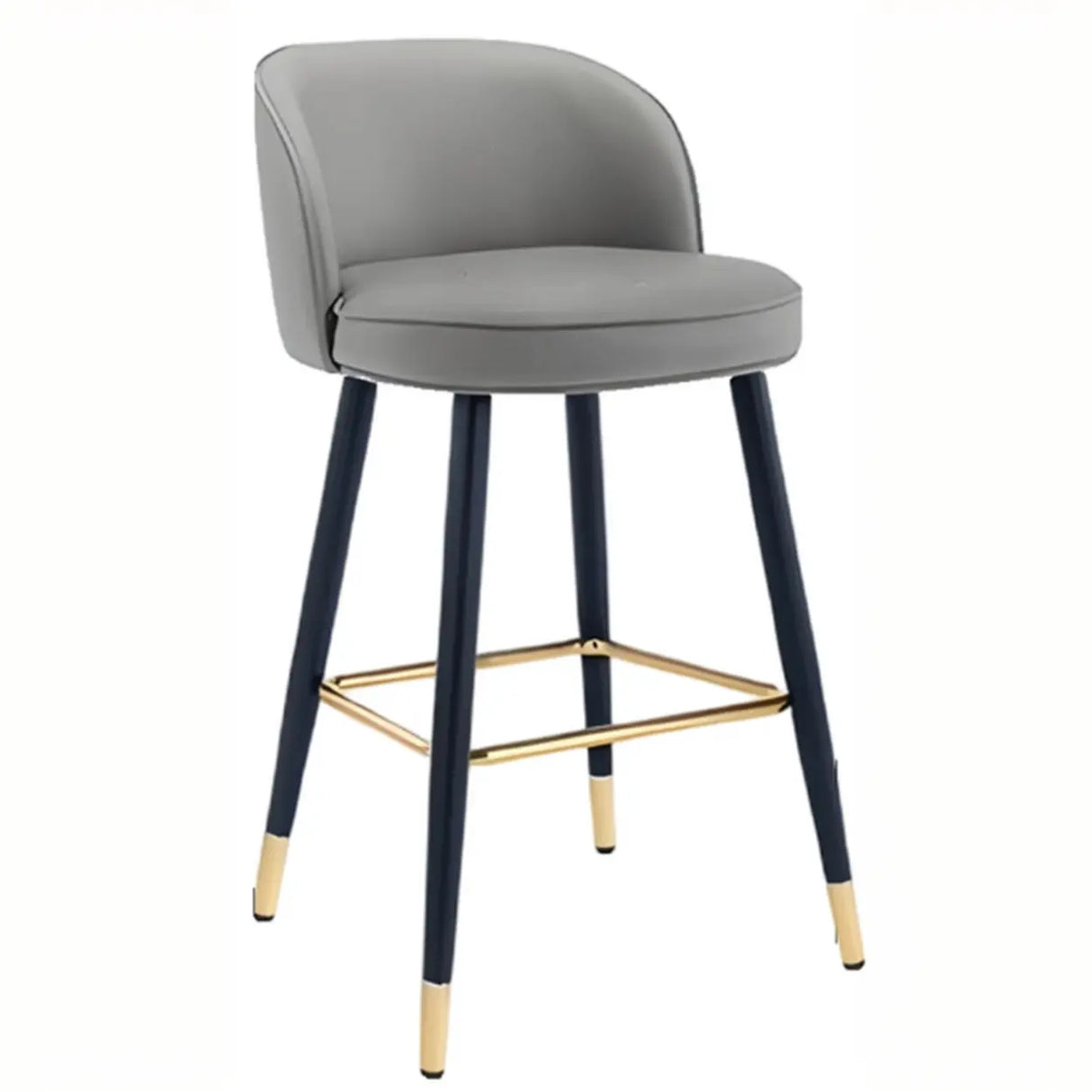 Glam Modern Low Back Upholstered Bucket Bar Stool with Footrest Image - 3