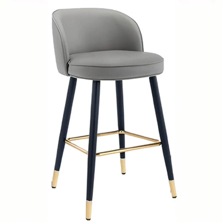 Glam Modern Low Back Upholstered Bucket Bar Stool with Footrest Image - 3