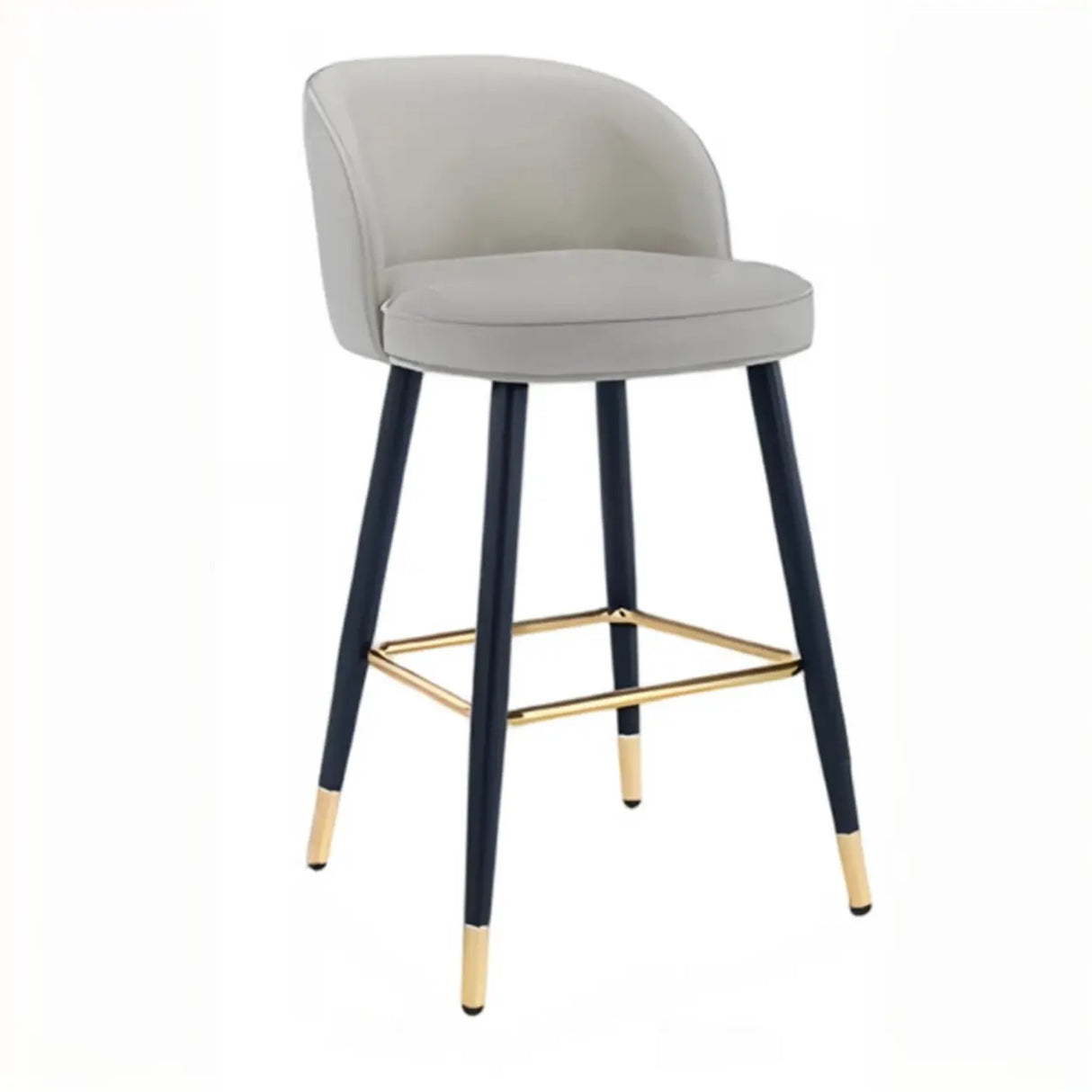 Glam Modern Low Back Upholstered Bucket Bar Stool with Footrest Image - 5