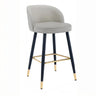 Glam Modern Low Back Upholstered Bucket Bar Stool with Footrest Image - 5
