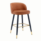 Glam Modern Low Back Upholstered Bucket Bar Stool with Footrest Image - 9