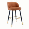 Glam Modern Low Back Upholstered Bucket Bar Stool with Footrest Image - 9