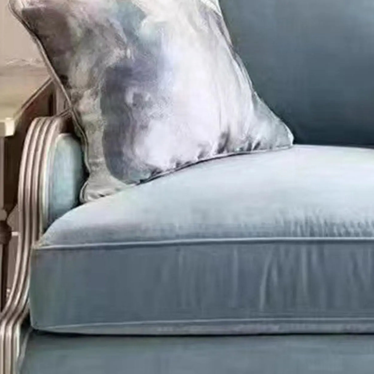 Glam Modular Green Velvet Sloped Arms Pillow Back Sofa Image - 10