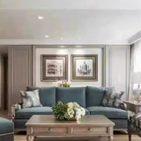 Glam Modular Green Velvet Sloped Arms Pillow Back Sofa Image - 4