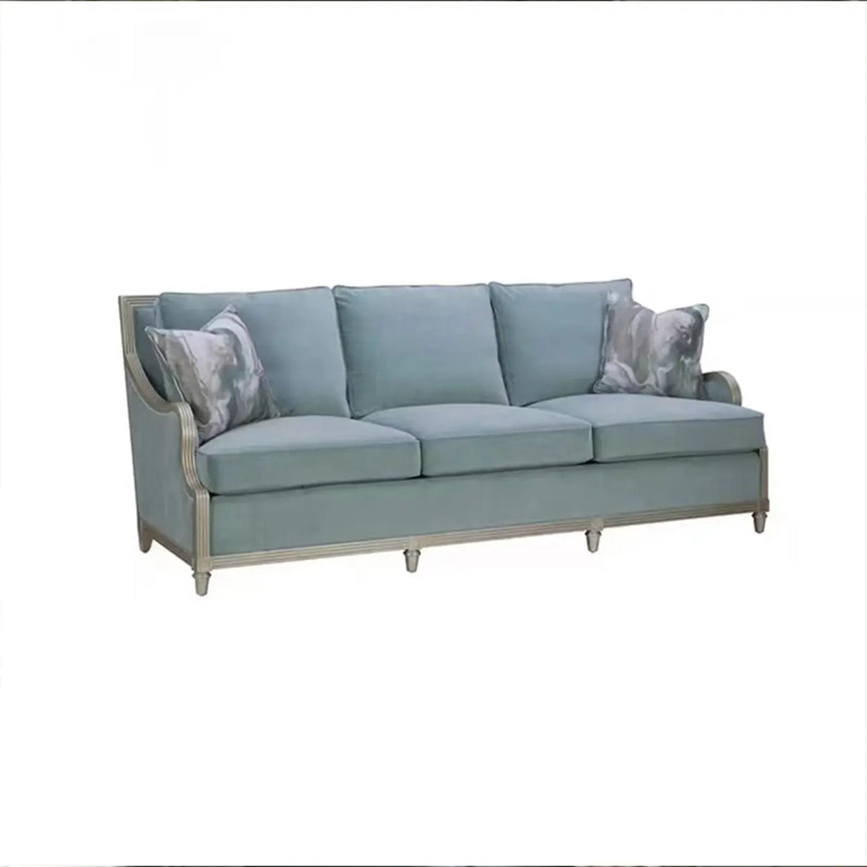 Glam Modular Green Velvet Sloped Arms Pillow Back Sofa Image - 5