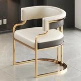 Glam Open Back Faux Leather Upholstered Arm Chair Image - 1