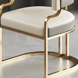 Glam Open Back Faux Leather Upholstered Arm Chair Image - 11