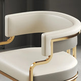 Glam Open Back Faux Leather Upholstered Arm Chair Image - 15