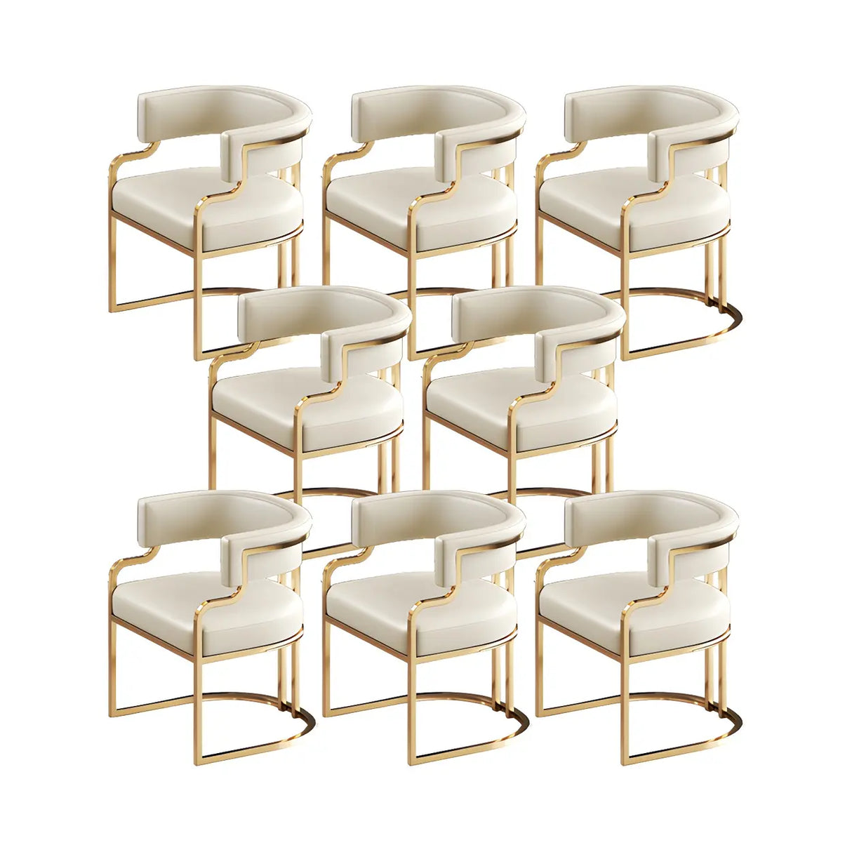 Glam Open Back Faux Leather Upholstered Arm Chair Image - 29
