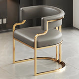 Glam Open Back Faux Leather Upholstered Arm Chair Image - 30