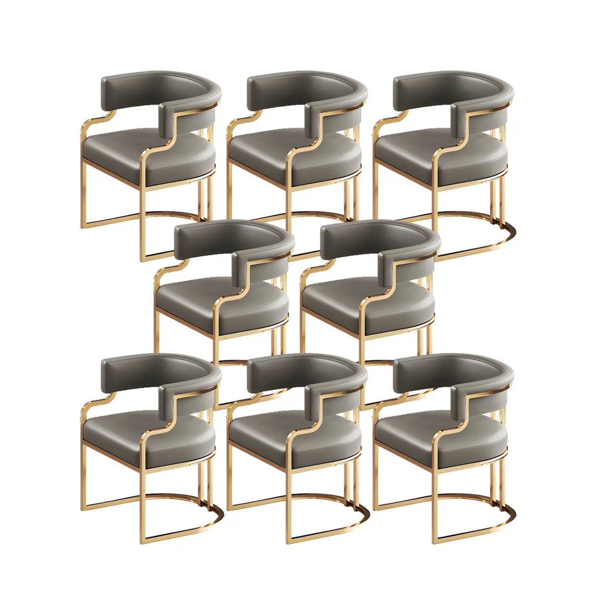 Glam Open Back Faux Leather Upholstered Arm Chair Image - 34