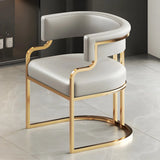 Glam Open Back Faux Leather Upholstered Arm Chair Image - 40