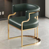 Glam Open Back Faux Leather Upholstered Arm Chair Image - 50