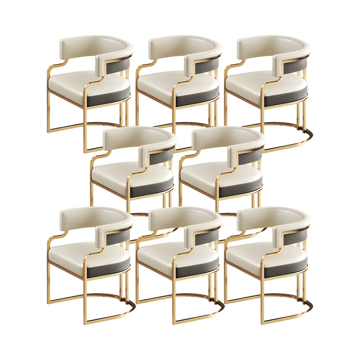 Glam Open Back Faux Leather Upholstered Arm Chair Image - 8